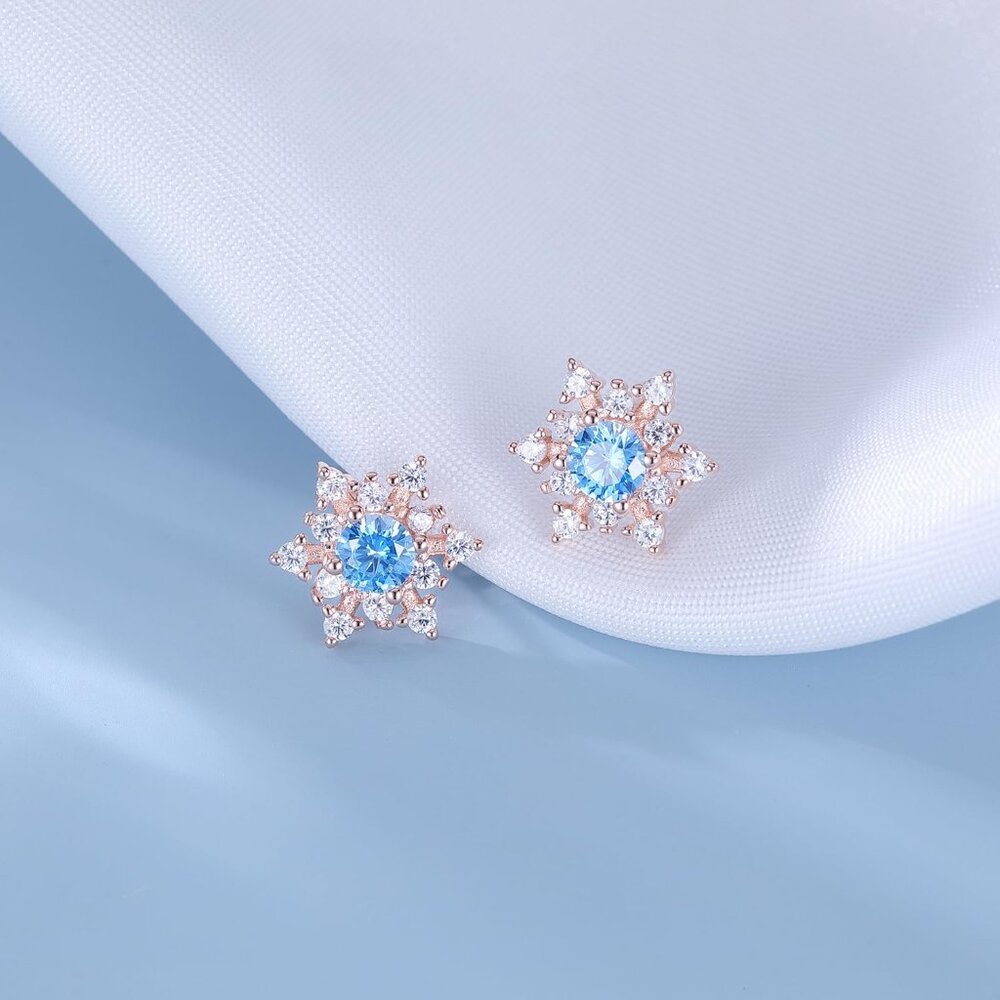 Solid 925 Sterling Silver Sparkling Blue Crystal … - image 4